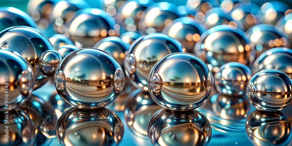 a close up of a bunch of shiny spheres in the water AI-Generated Content a close up of a bunch of shiny spheres in the water AI-Generated Content