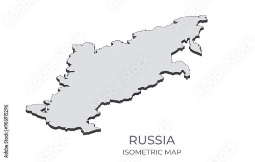 Map of the Russia in simple isometric form. Illustration of isometric map of the country.