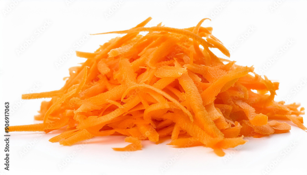 Heap of vibrant shredded carrots on isolated white. Tasty vegetable. Organic and fresh. Heap of vibrant shredded carrots on isolated white. Tasty vegetable. Organic and fresh.