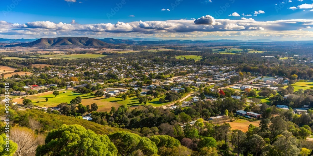 Naklejka premium view over Albury Landscape located in NSW Australia AI-Generated Content
