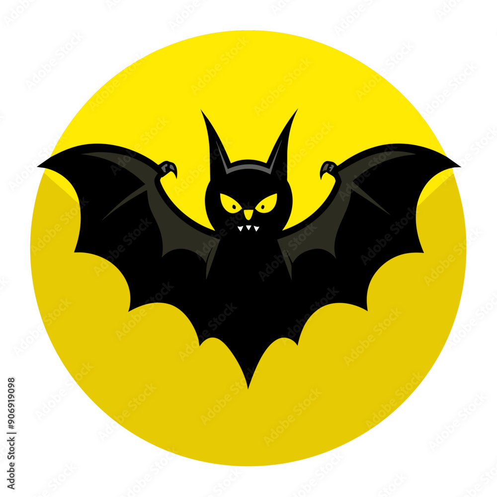 Eye-Catching Yellow Background with Bold Black Bat Center Design Eye-Catching Yellow Background with Bold Black Bat Center Design