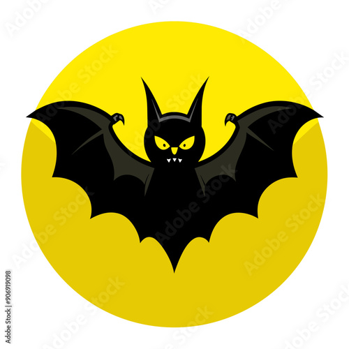 Eye-Catching Yellow Background with Bold Black Bat Center Design photo