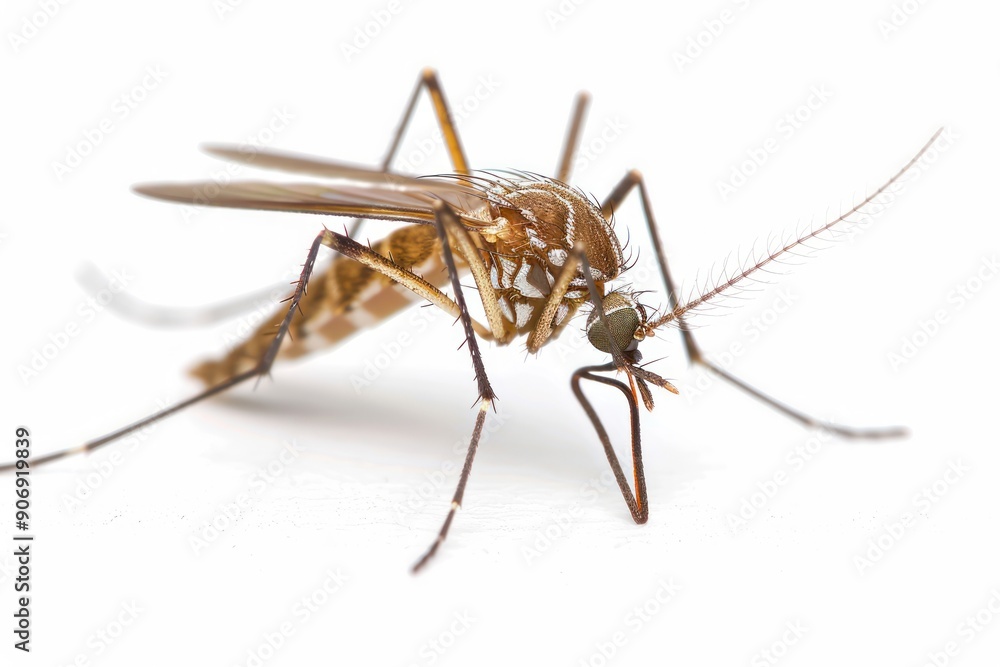 a close up macro shot mosquito Isolated on white background a close up macro shot mosquito Isolated on white background