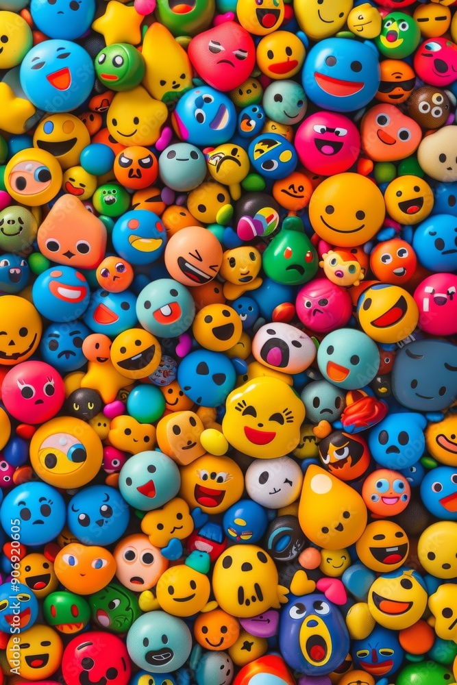 Colorful background filled emoji emoticon characters Colorful background filled emoji emoticon characters