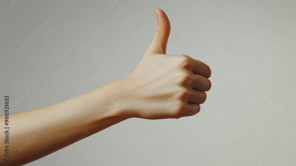 A hand giving a thumbs-up gesture against a white background A hand giving a thumbs-up gesture against a white background
