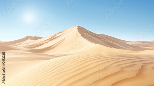 A desert landscape with a sun in the sky