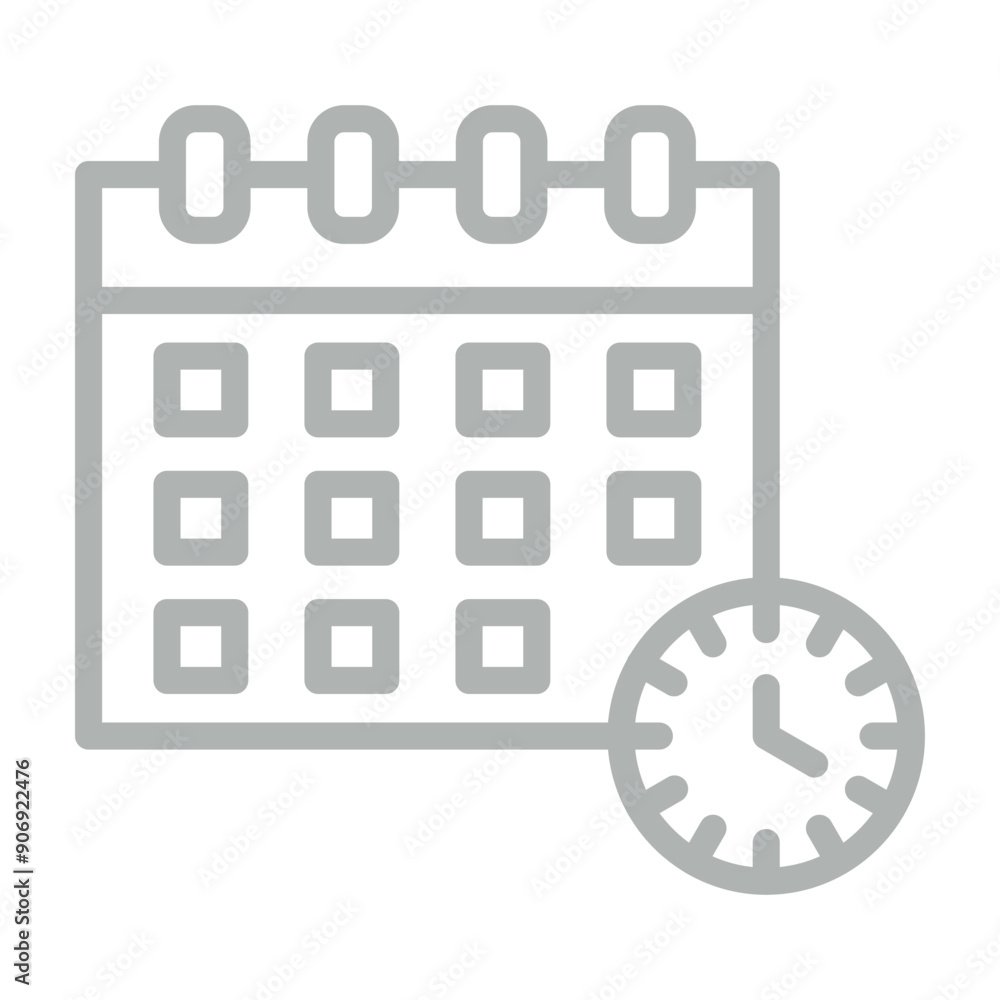Deadline Vector Line Grey Icon Design Deadline Vector Line Grey Icon Design