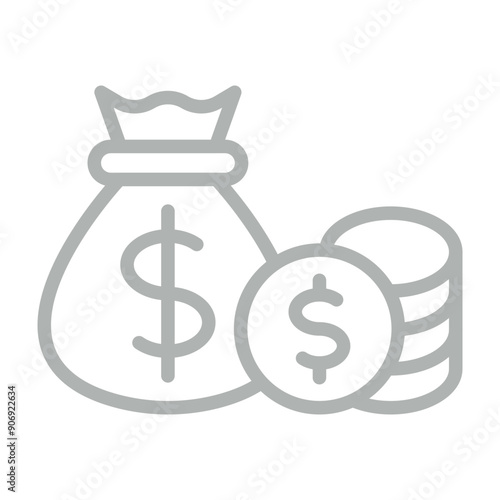 Budget Vector Line Grey Icon Design