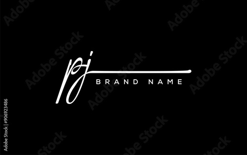 PJ letter beauty handwriting vector logo.