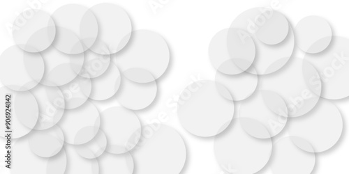 Abstract geometric texture of white paper circles in shining light with soft shadows as mess pattern. Vector illustration.  Abstract white modern transparency circle presentation bg. 
