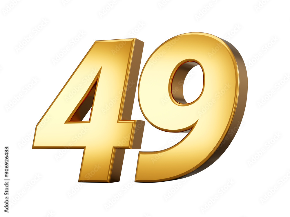 Golden metallic Number 49 forty nine, White background 3d illustration
Golden metallic Number 49 forty nine, White background 3d illustration