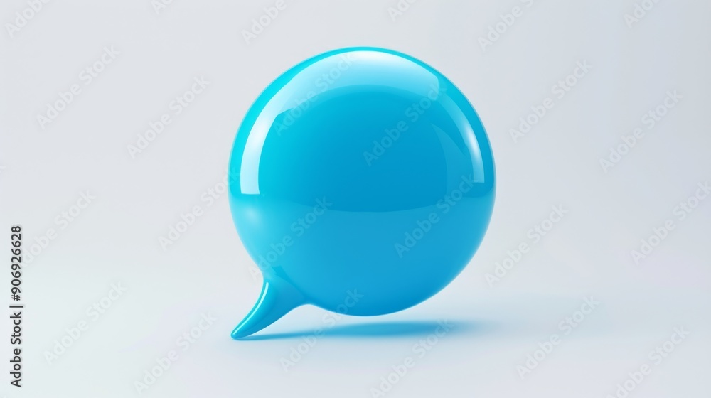 A blue chat bubble message icon centered on a clean white background A blue chat bubble message icon centered on a clean white background