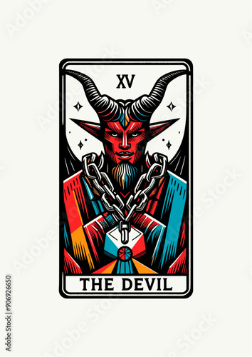 The Devil: Tarot Card Featuring Chains, Darkness, and Temptation