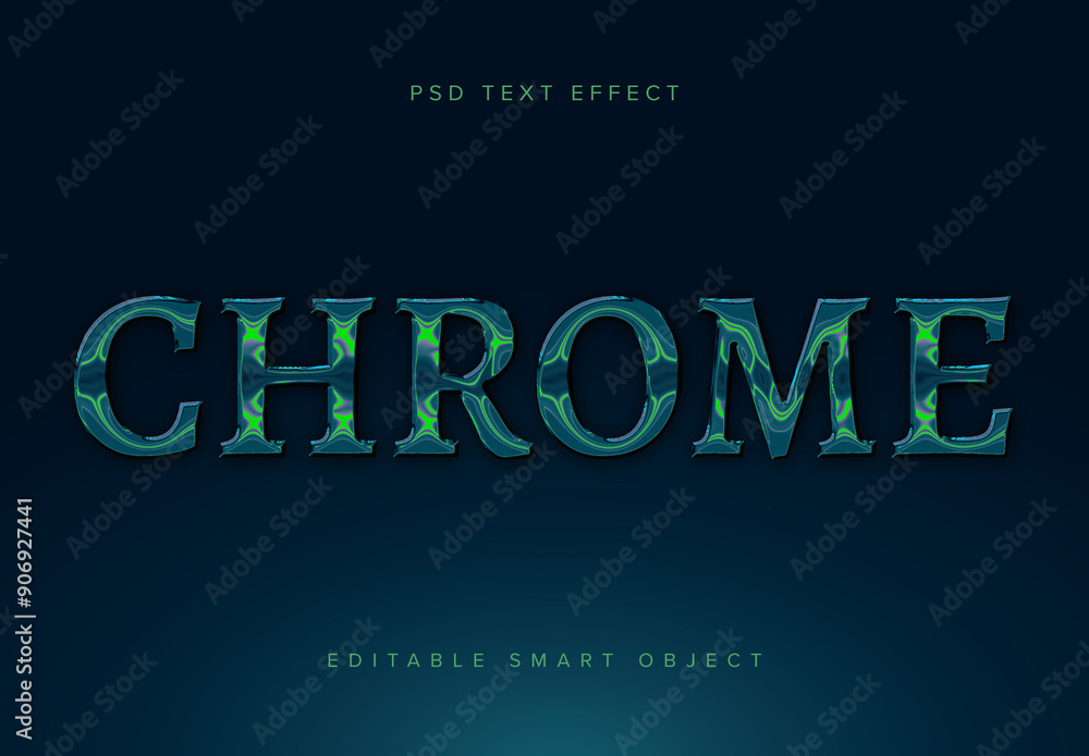 Green Chrome Text Effect Mockup Stock Template | Adobe Stock