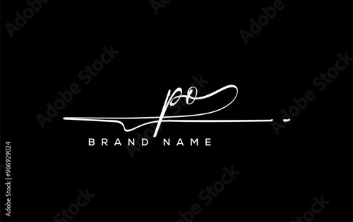 PO letter beauty handwriting vector logo. photo