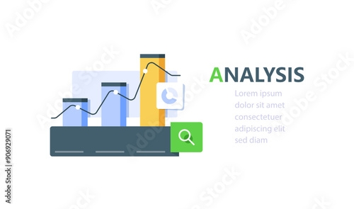 Searching charts,Big data and analysis,flat design icon vector illustration