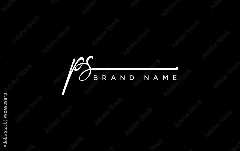 Fototapeta premium PS letter beauty handwriting vector logo.