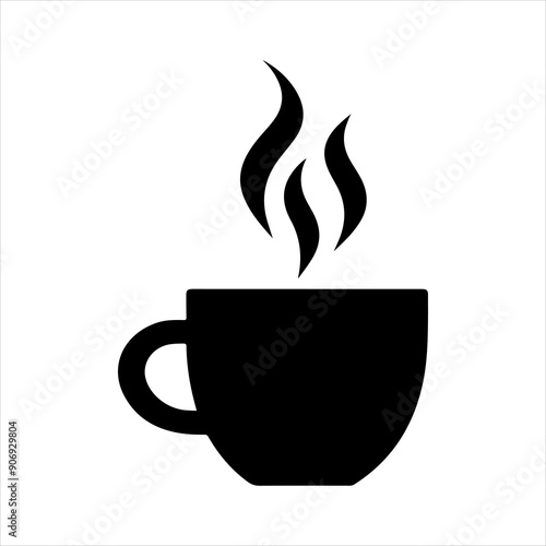 Tea cup with smoke silhouette vector illustration on white background