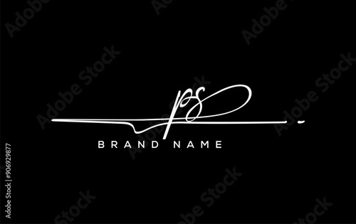 PS letter beauty handwriting vector logo.