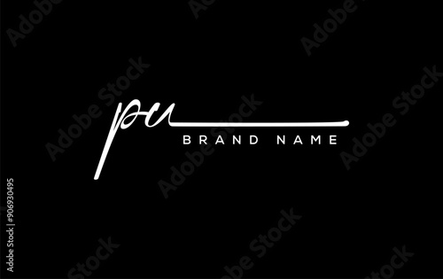 PU letter beauty handwriting vector logo.