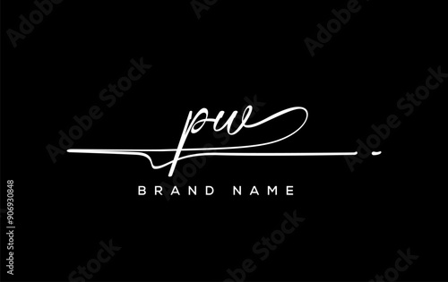 PW letter beauty handwriting vector logo.