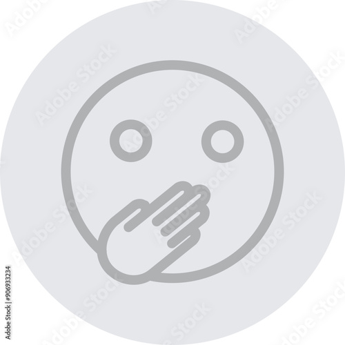 emoji Quiet Vector Line Grey Circle Grey