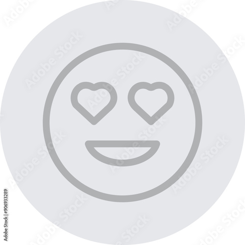 emoji love eyes Vector Line Grey Circle Grey