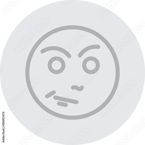 emoji very sad Vector Line Grey Circle Grey