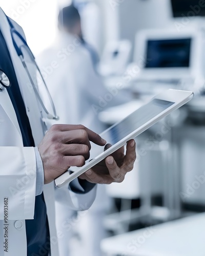 Healthcare Professional Using Tablet Technology for Patient Management. AI Generated