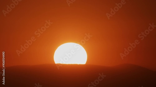 Extreme Closeup Minimalist Sunrise in a Red Sky Timelapse