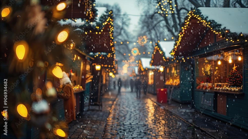 Obraz premium a city street with a lot of lights on it