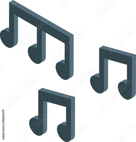 3d isometric musical notes representing the concept of music composition