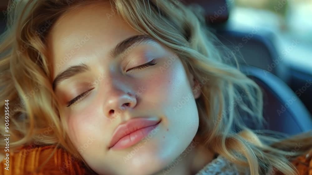 A young, attractive woman driving in bright sunshine and gazing back A young, attractive woman driving in bright sunshine and gazing back