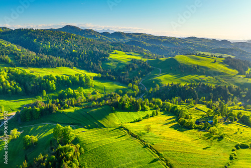 Obraz na płótnie Mountain landscape in the Pieniny National Park at the foot of the Tatra Mountains. Pieniny Park is located on the border of Poland and Slovakia w salonie