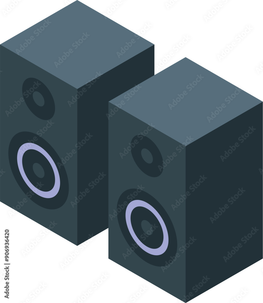 Obraz premium Audio system playing music with two acoustic speakers for home entertainment