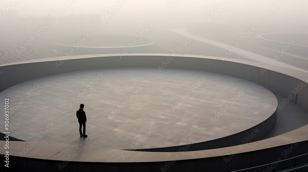 Obraz premium Urban foggy landscapes with modern architecture.