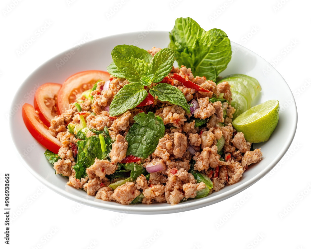 A plate of food with meat, tomatoes, and green vegetables