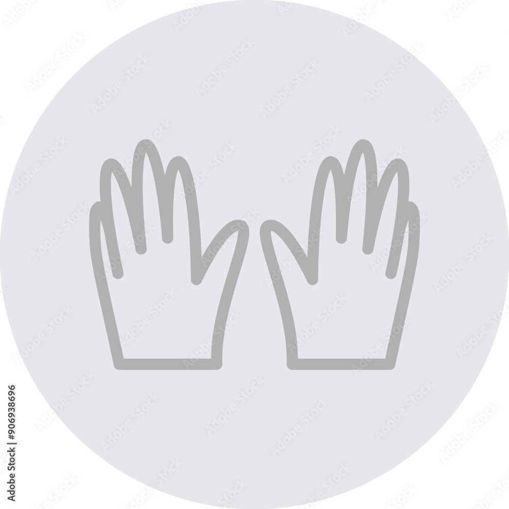 Leather Gloves Vector Line Grey Circle Grey Leather Gloves Vector Line Grey Circle Grey