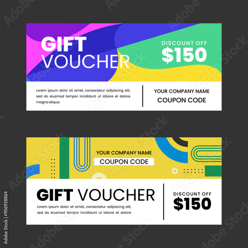Colorful gift voucher horizontal banners
