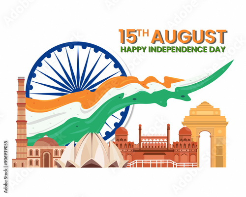 famous indian monument landmark for happy independence day of india