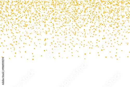 Abstract gold glitter powder dots dust falling isolated on transparent background. Festive decoration design element. Luxury golden glitter dust particles. PNG file