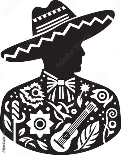 Black Hispanic Heritage Silhouette Vector Illustration