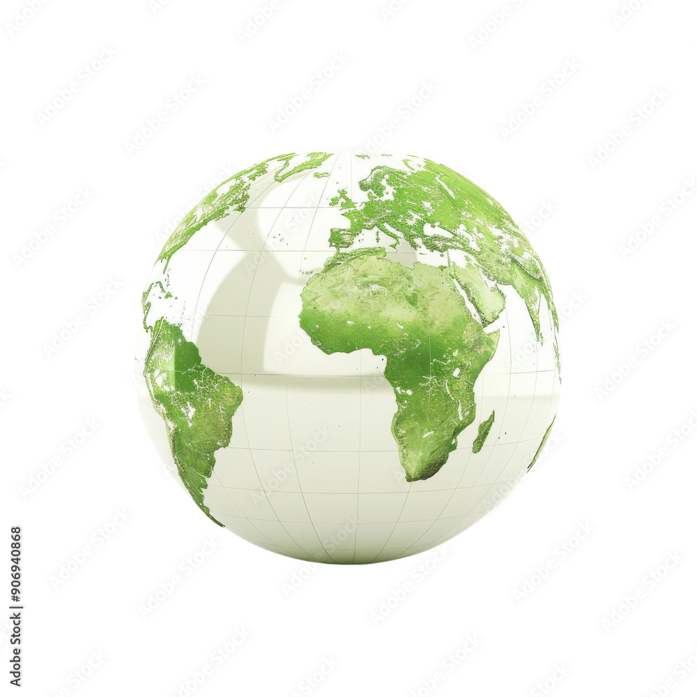 PNG A detailed green globe showcasing continents with a modern and clean design, perfect for environmental themes and global concepts. PNG A detailed green globe showcasing continents with a modern and clean design, perfect for environmental themes and global concepts.