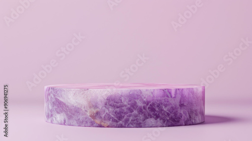 Purple Marble Pedestal on a Pink Background