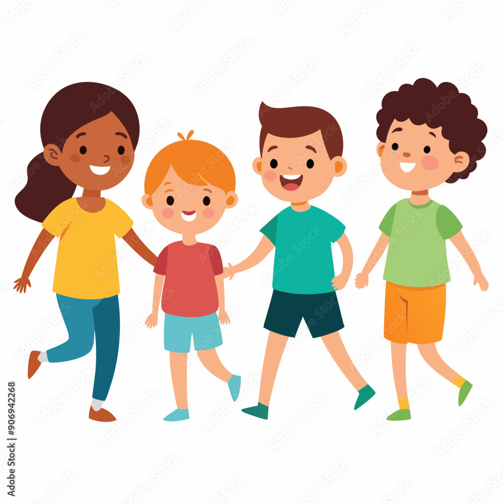 Kids playing outside vector illustration on a white background Kids playing outside vector illustration on a white background