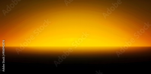 Yellow-orange glowing abstract color gradient wave shape on black grainy background copy space design minimal banner header cover poster design