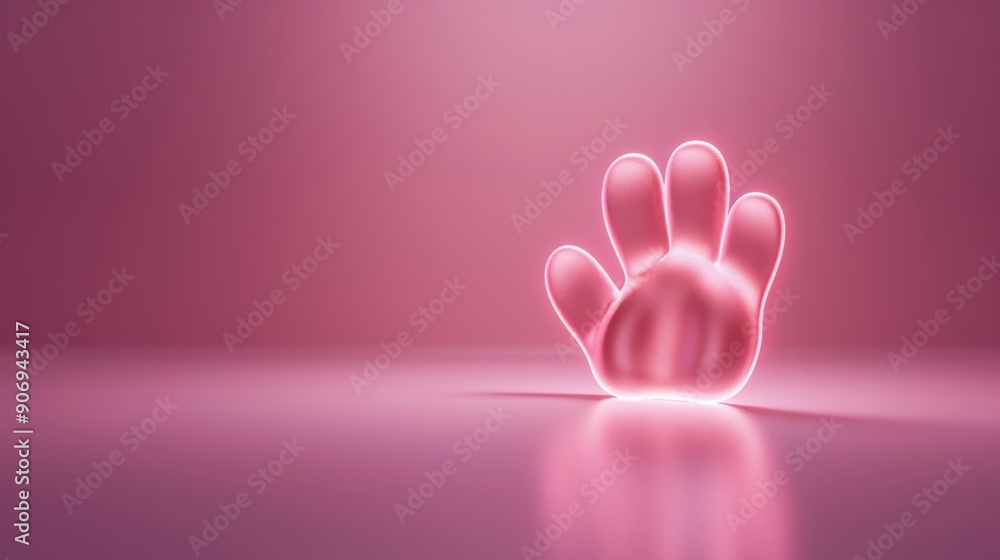 Abstract glowing paw on a blush pink background, a 3D rendered illustration of a paw symbol Abstract glowing paw on a blush pink background, a 3D rendered illustration of a paw symbol