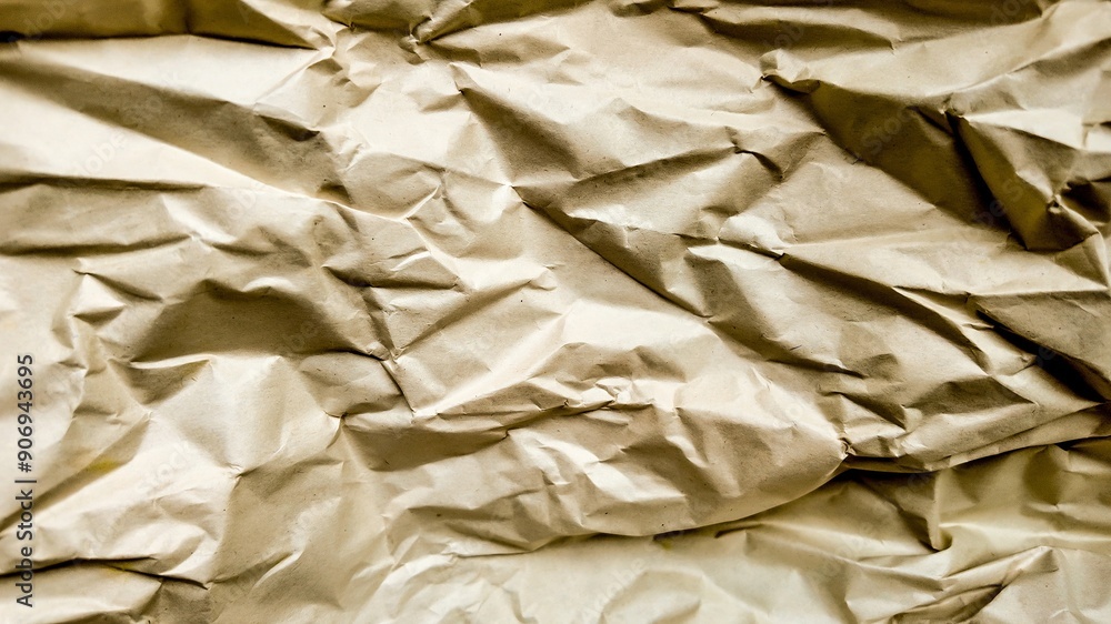 Close-up of crumpled brown paper texture highlighting recycling and environmental issues Close-up of crumpled brown paper texture highlighting recycling and environmental issues