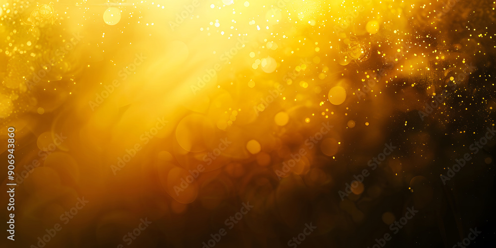 Obraz premium Yellow-orange glowing abstract color gradient wave shape on black grainy background copy space design minimal banner header cover poster design