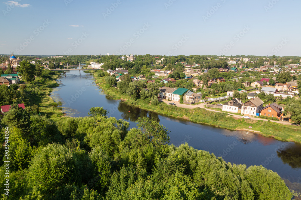 Aerial Panoramic view on Torzhok from Candle tower. Torzhok, Tver region, Russia Aerial Panoramic view on Torzhok from Candle tower. Torzhok, Tver region, Russia